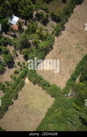 Aerial view of dry crop fields Stock Photo