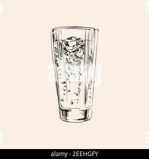 Glass of Water Isolated on Black Stock Vector