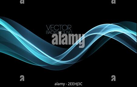 Vector Abstract shiny color blue wave design element on dark background. Science design Stock Vector