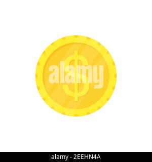 Coin icon. Money dollar gold symbol. Busines pay concept. Vector isolated on white Stock Vector