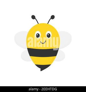 Cute bee character. Cartoon bee in flat style. Vector illustration isolated on white Stock Vector