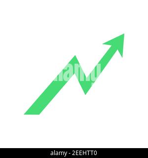 Growth arrow icon. Green arrow up. Success symbol. Vector isolated on white Stock Vector