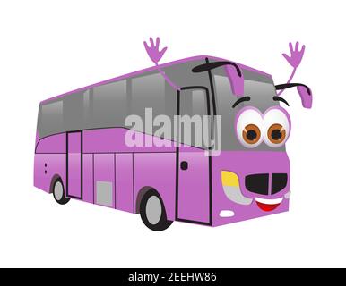 Funny travel objects collection: Funny Travel Bus on white background, flat design vector illustration Stock Vector