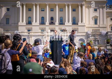 WASHINGTON D.C., UNITED STATES - Sep 24, 2019: USA representative Jerry Nadler giving a brief speech at the September 20th climate strike in Washingto Stock Photo