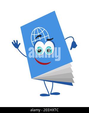 Funny travel objects collection: Funny Passport on white background, flat design vector illustration Stock Vector