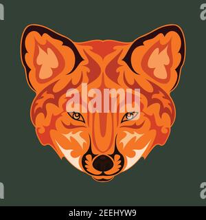Hand drawn abstract portrait of a fox. Vector stylized colorful illustration for tattoo, logo, wall decor, T-shirt print design or outwear. This drawi Stock Vector
