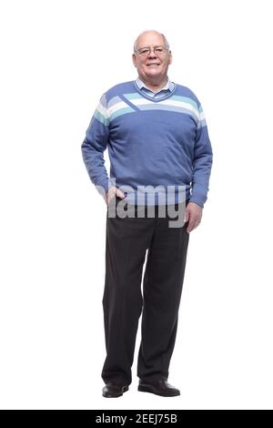in full growth. casual elderly man in casual clothes Stock Photo