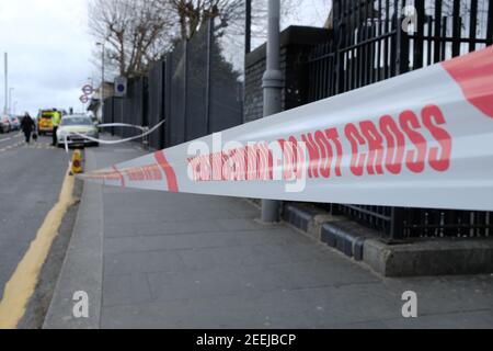 LONDON - MARCH 13, 2019: Police search for discarded weapons after a knife attack outside Leyton underground station in East London. Stock Photo