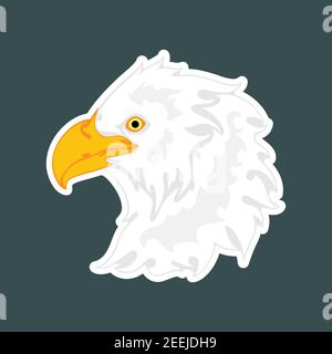 Hand drawn abstract portrait of an eagle. Sticker. Vector stylized colorful illustration isolated on dark background. Stock Vector