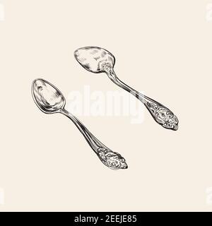 A pair of vintage spoons. Stock Vector