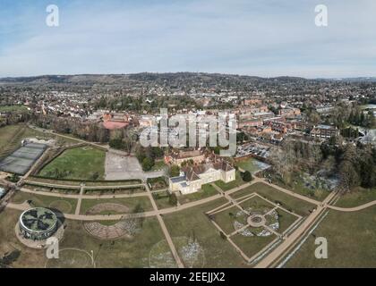 Aerial view of Priory Park in Reigate, Surrey UK Stock Photo