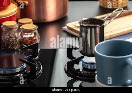 Turka with Coffee on the Gas Stove Stock Image - Image of