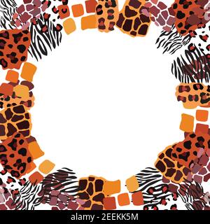 Animal vector frame. Abstract border on white background Stock Vector