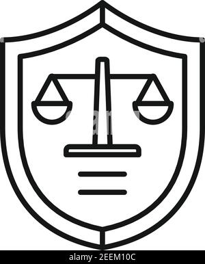 Prosecutor shield icon, outline style Stock Vector