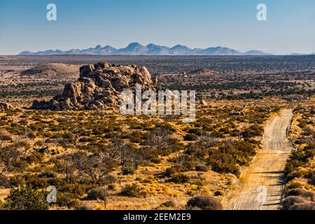 Granite rock formations, Wild Horse Canyon Road, near Mid Hills Campground, Mojave National Preserve, California, USA Stock Photo