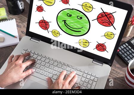 Customer satisfaction concept shown on a laptop screen Stock Photo