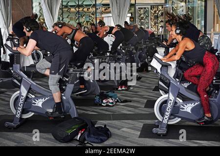 Soul Cycle gym open during COVID 19 in Hudson Yards mall in Manhattan NYC Stock Photo