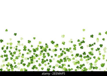 Happy Saint Patrick's day pattern made of trefoil clover with blank space on top. Stock vector illustration on white background Stock Vector