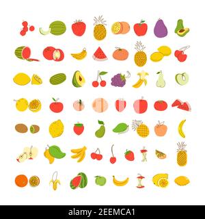 fruit coloring element set. Set of fruit Vector illustration Stock Vector