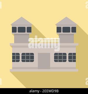 Prison building icon, flat style Stock Vector
