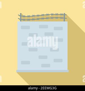 Prison building wall icon, flat style Stock Vector
