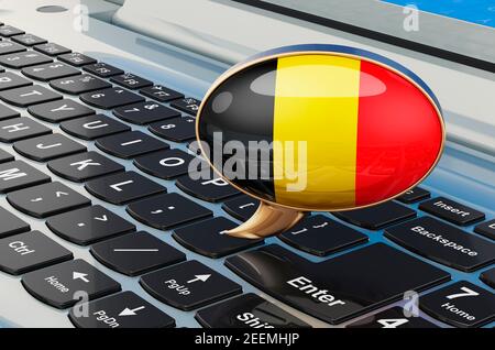 Speech balloon with Belgian flag, 3D rendering isolated on white ...