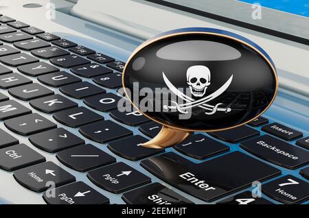 Speech balloon with piracy flag, 3D rendering isolated on white ...