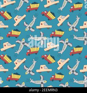 seamless pattern transport. seamless pattern with transport icons Stock Vector
