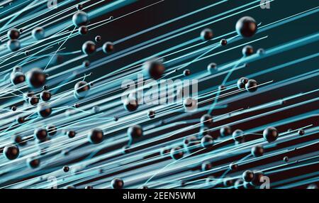 3d design illustration with lines and spheres. Concept of networks and connection.Abstract science and technology background Stock Photo
