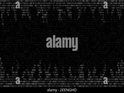 8-bit old computer game ASCII, graphic cave screen from binary code cypher, black, vector background Stock Vector