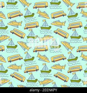 seamless pattern sea freight. seamless pattern of navy seal cartoon Stock Vector