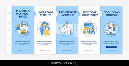 At-home physical training tips onboarding vector template Stock Vector