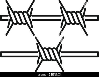 Prison spike wire icon, outline style Stock Vector