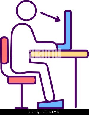Supporting correct posture RGB color icon Stock Vector