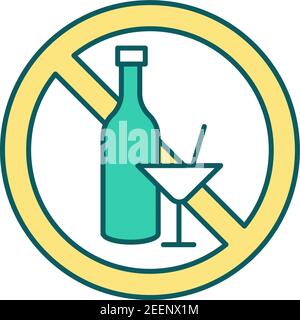 Alcohol ban RGB color icon Stock Vector