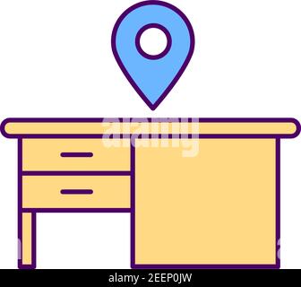 Personal physical workspace RGB color icon Stock Vector