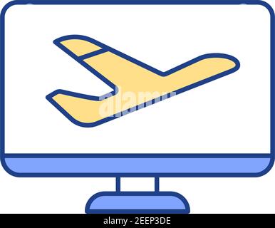 Flight tickets booking RGB color icon Stock Vector