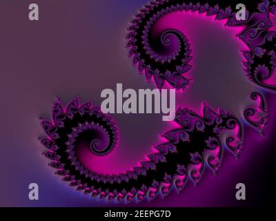 Highly detailed fractal spiral swirl paint art in dark metallic reflecting colors. digital generated art wallpaper texture. 4k uhd neon image. ideal a Stock Photo