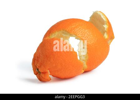 Orange peel close up isolated on white background Stock Photo
