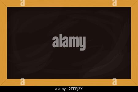Black school board with wooden frame isolated on white background. Empty chalkboard for classroom or restaurant menu. Vector template for design Stock Vector