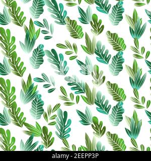 Floral seamless pattern with exotic leaves, modern background. Tropic colorful gradient branches. Fashion vector stock illustration for wallpaper Stock Vector