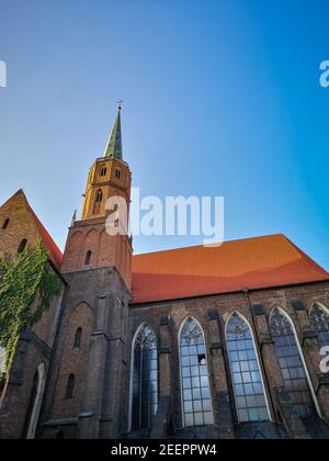 Wroclaw July 31 2018 Side with tower of cathedral building Stock Photo
