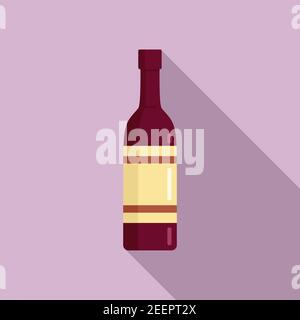Quality wine bottle icon, flat style Stock Vector