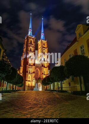 Wroclaw July 10 2018 Cathedral in Ostrow Tumski square Stock Photo
