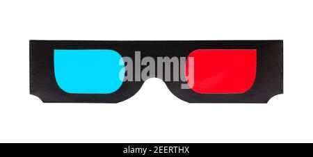 Pair of Black Carboard 3D Glasses Cut Out. Stock Photo
