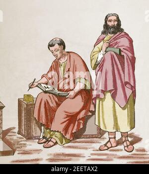 Europe. West Francia. 8th century. Churchmen. Stock Photo