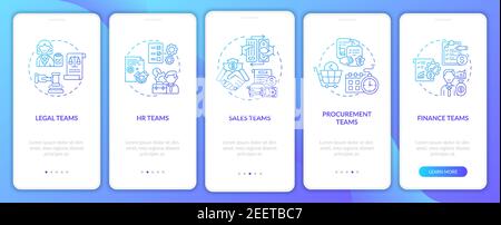 Contract management software users onboarding mobile app page screen with concepts Stock Vector