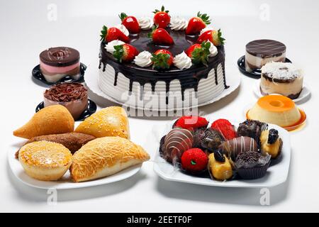 Birthday cake with sweet and savory Stock Photo