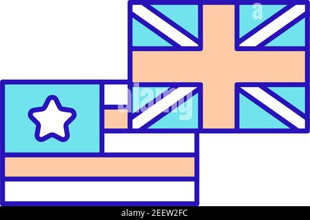 British and American English RGB color icon Stock Vector
