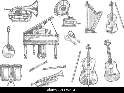 Musical Instruments Drawing Stock Vector (Royalty Free) 50797375 |  Shutterstock